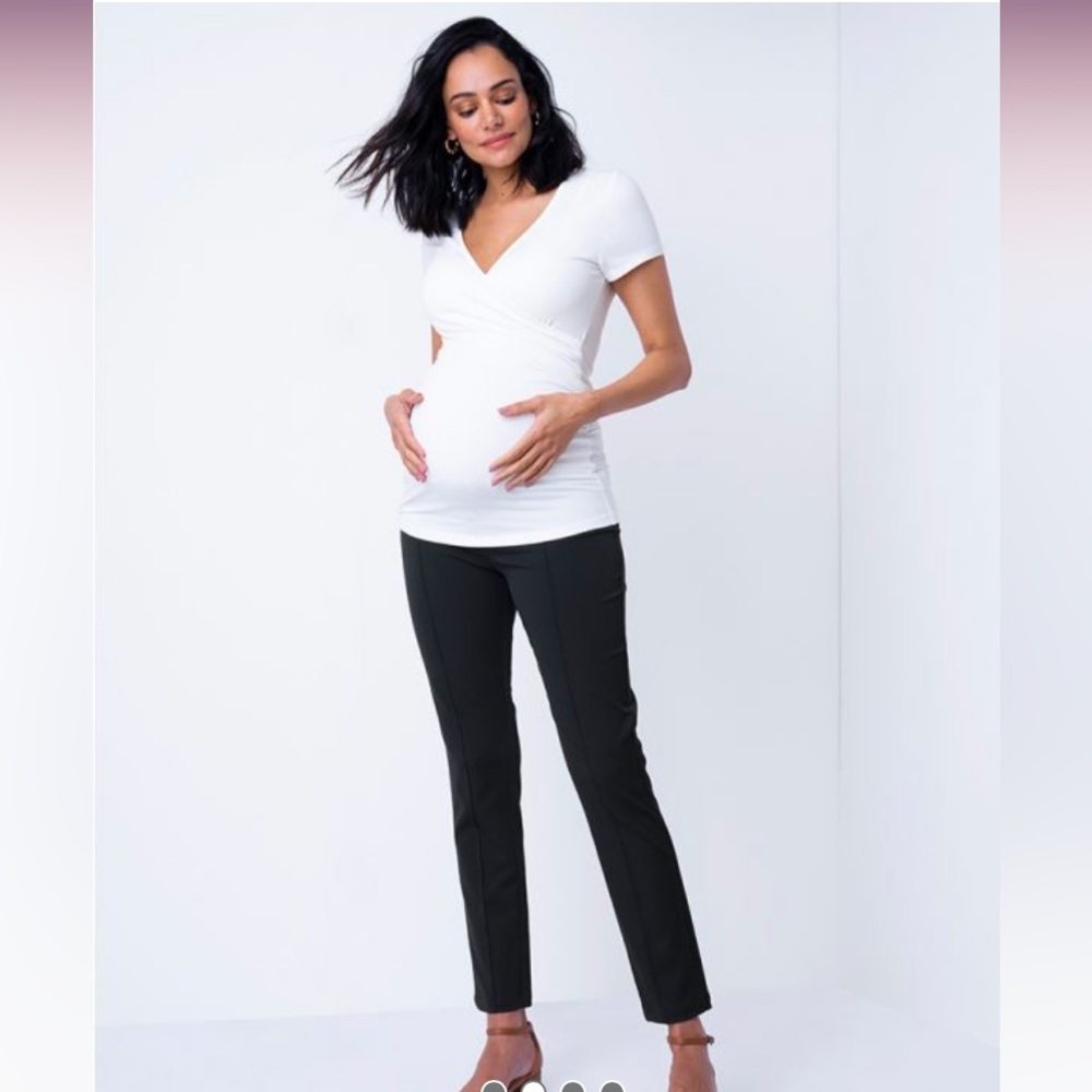 Seraphine | Slim Leg Black Maternity Pants – Over Bump